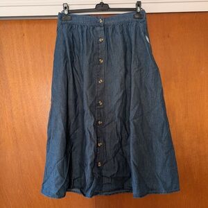Classic A-Line Denim Skirt with Button Front